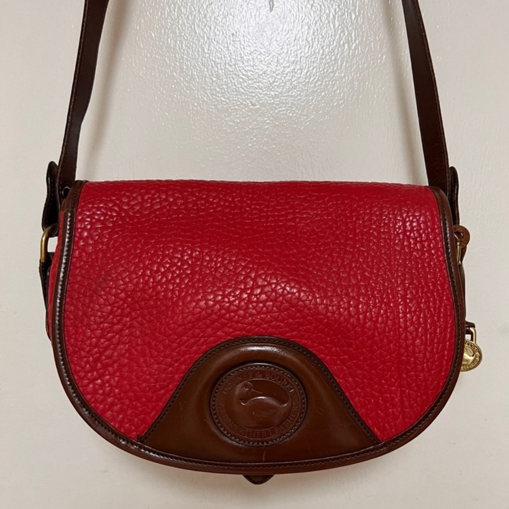 Rare find!! Vintage Dooney & Bourke Red and Brown Leather Saddle Bag